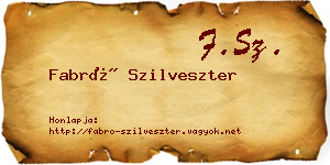 Fabró Szilveszter névjegykártya